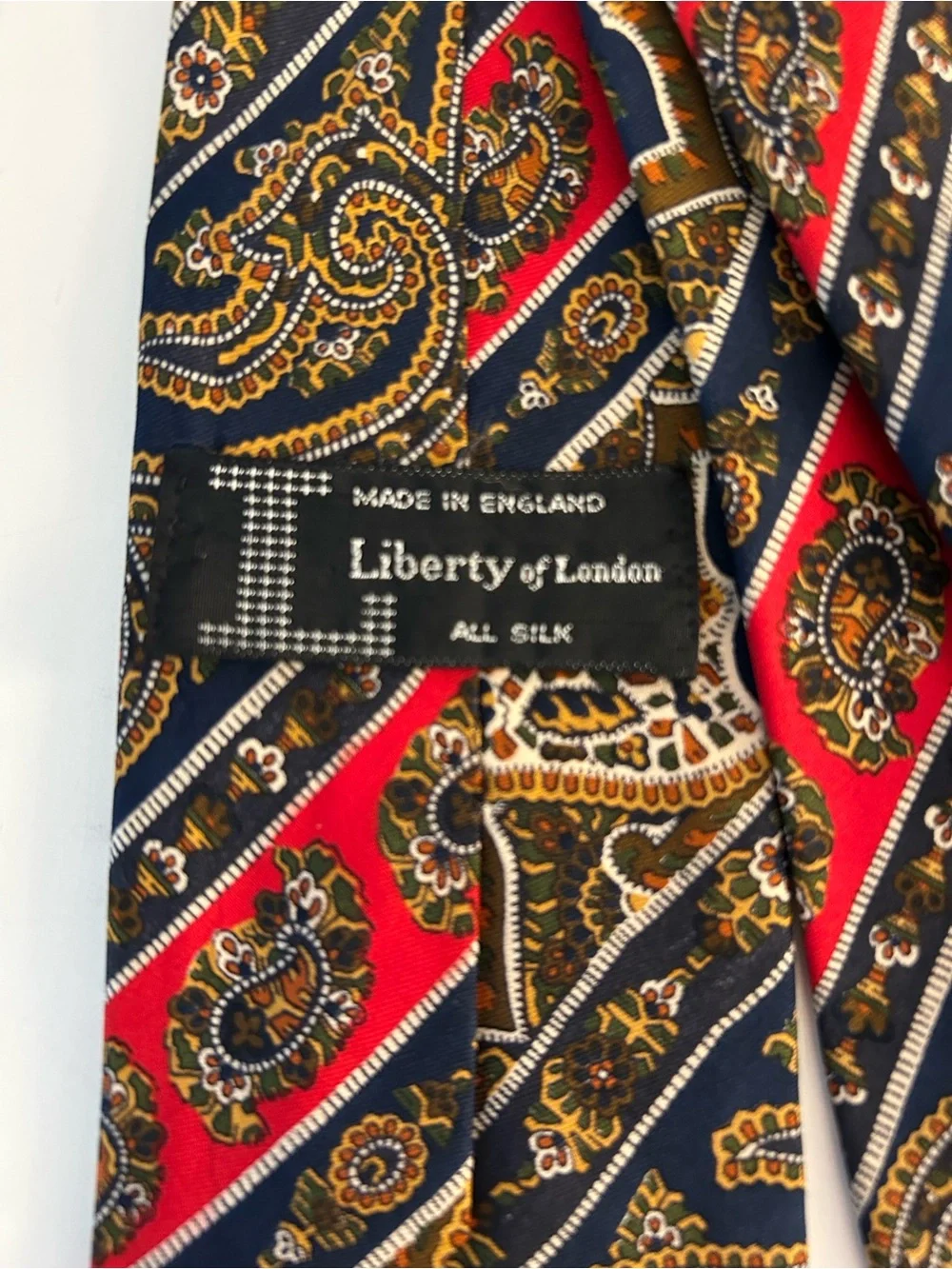 Liberty of London Vintage Classic Paisley Silk Tie Navy Red Gold Grandpacore